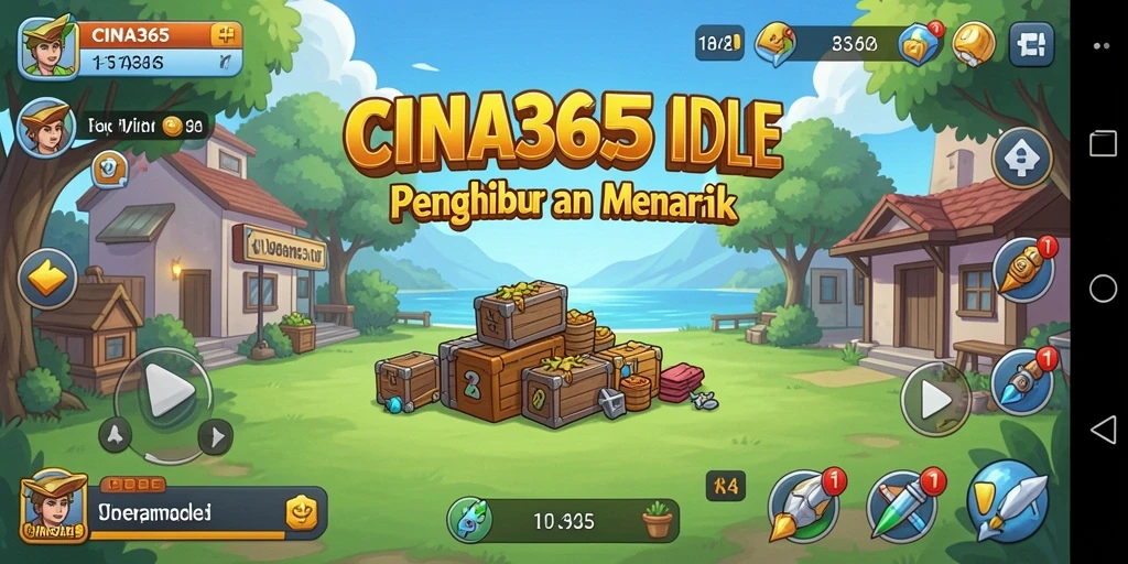 Tampilan gameplay CINA365 dengan berbagai karakter dan sumber daya yang dikelola.