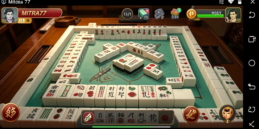Tampilan gameplay MITRA77 menunjukkan antarmuka Mahjong yang menarik dan mendetail.